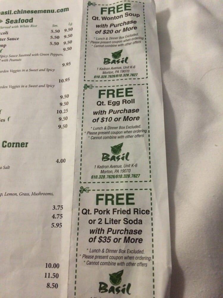 Menu at Little Basil restaurant, Morton
