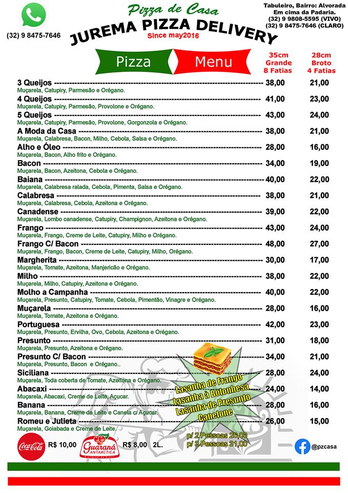 Menu Em Pizza De Casa Pizzaria Tabuleiro