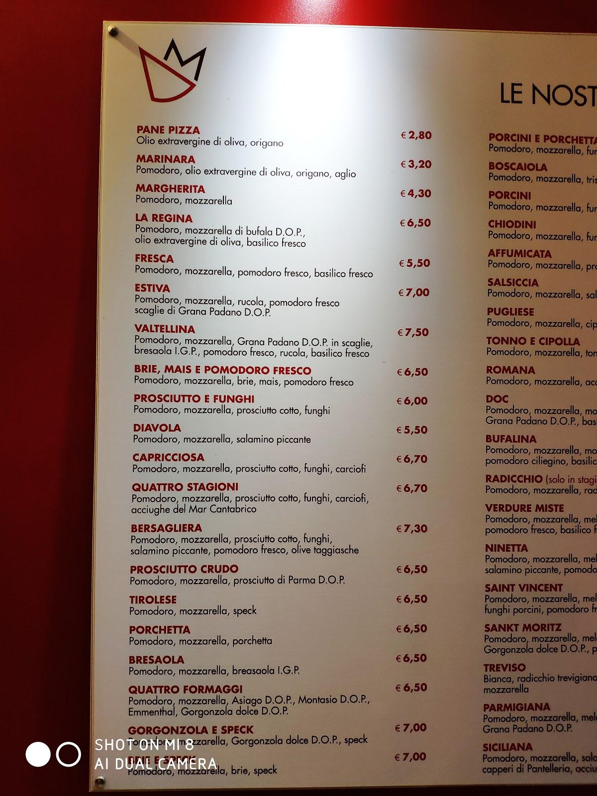 Menu da Regina Margherita Paese pizzeria, Paese, Viale Bernardino Panizza