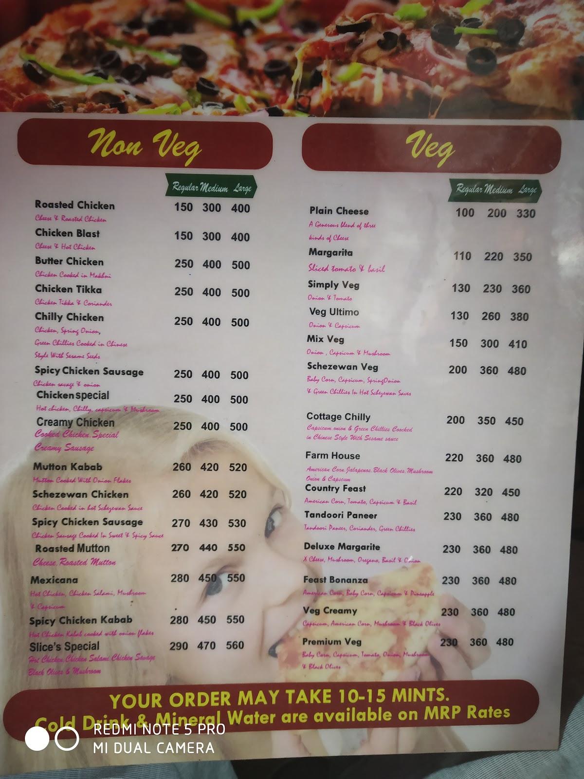 Menu at Slice for pizza lovers, Srinagar