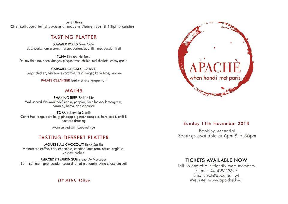 Menu At Apache Restaurant Wellington