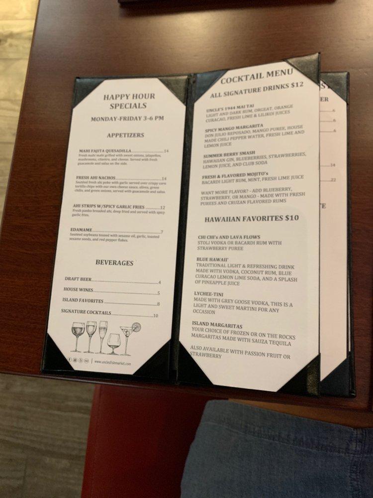 Menu at *PIER 38 LOCATION CLOSED PERMANENTLY* Uncle's Fish Market