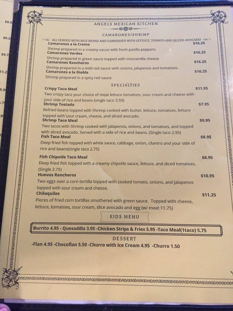 Menu at Angels Méxican Kitchen restaurant, Angels Camp