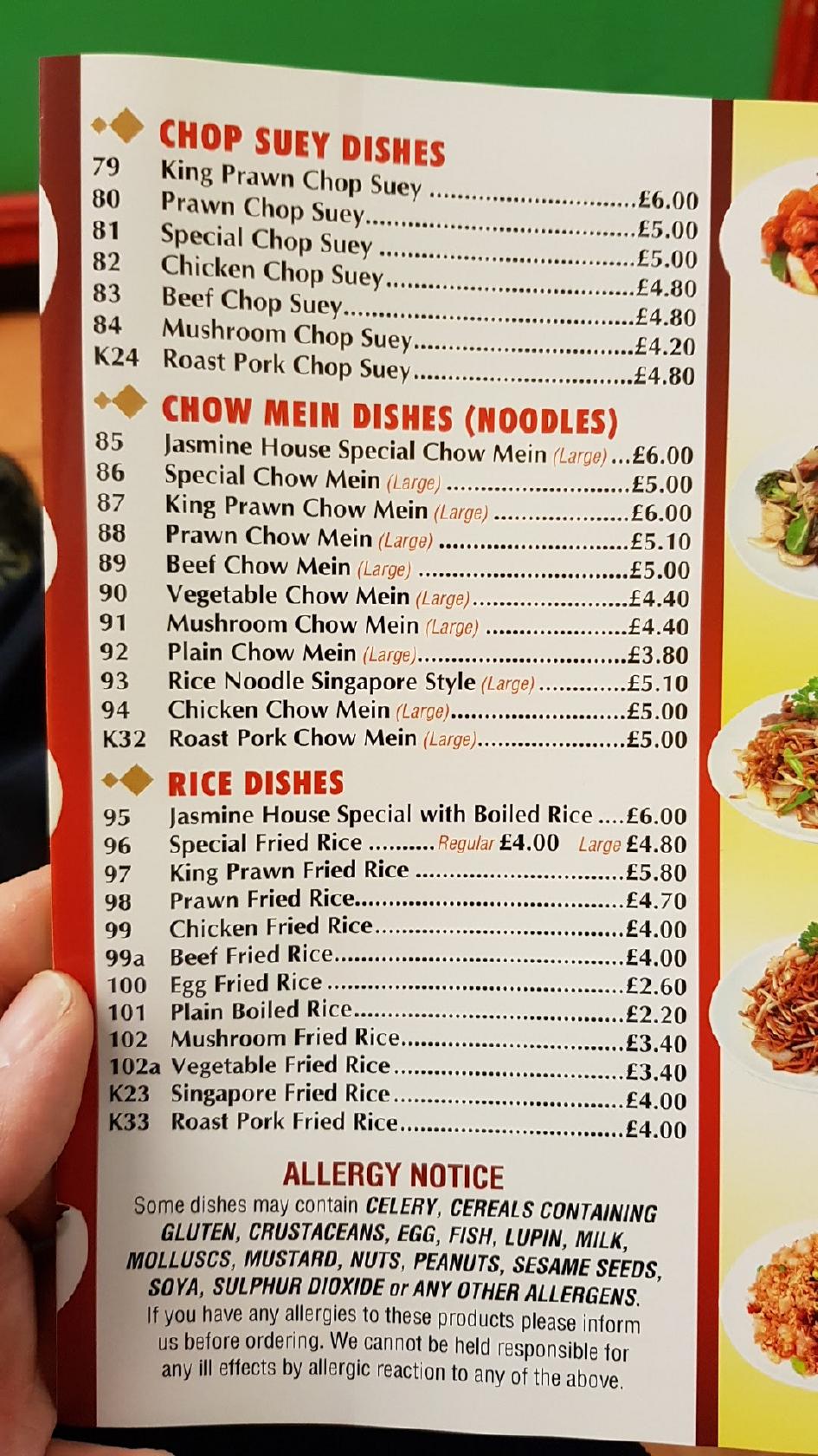 Menu at Jasmine House fast food, Bognor Regis, 164 Pagham Rd