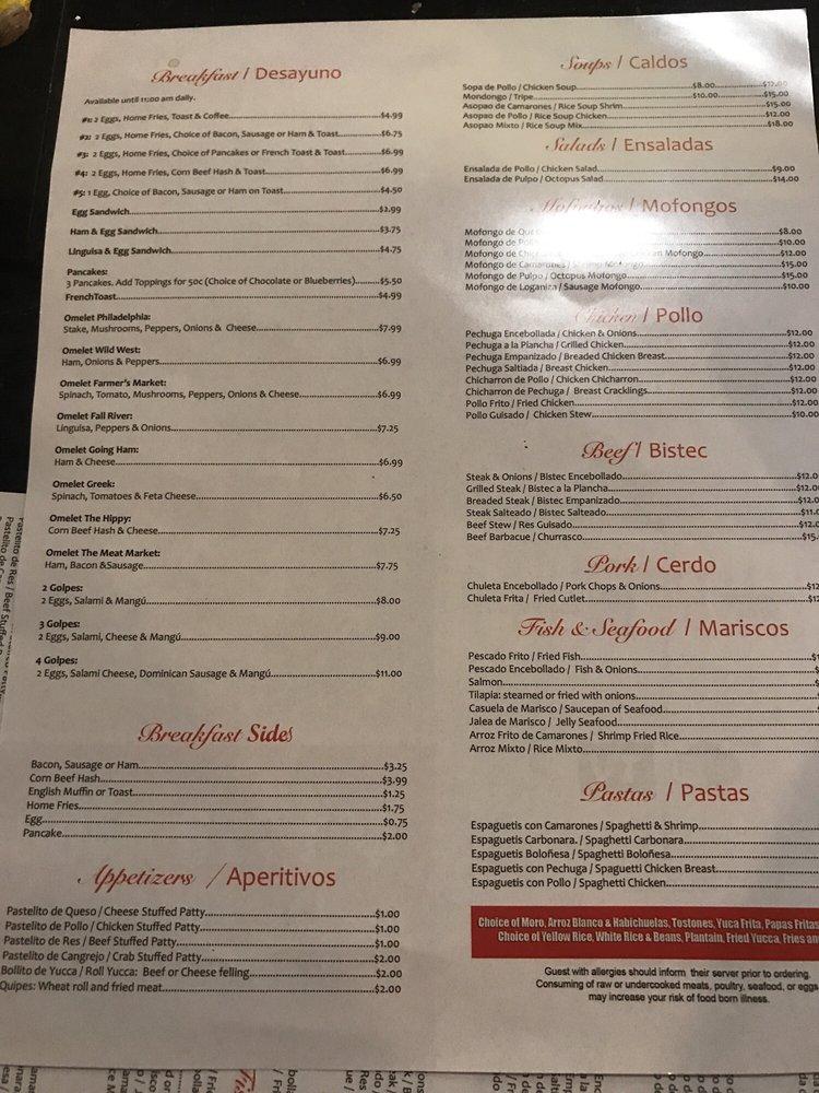 Menu at Lunch Box restaurant, Cranston