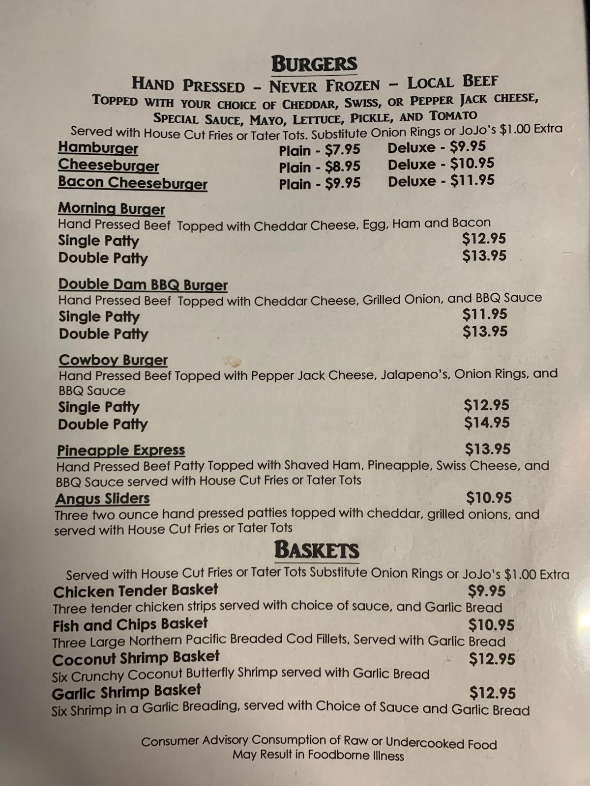 Menu at Mph's Hi Dam Bar & Grill, Grand Coulee