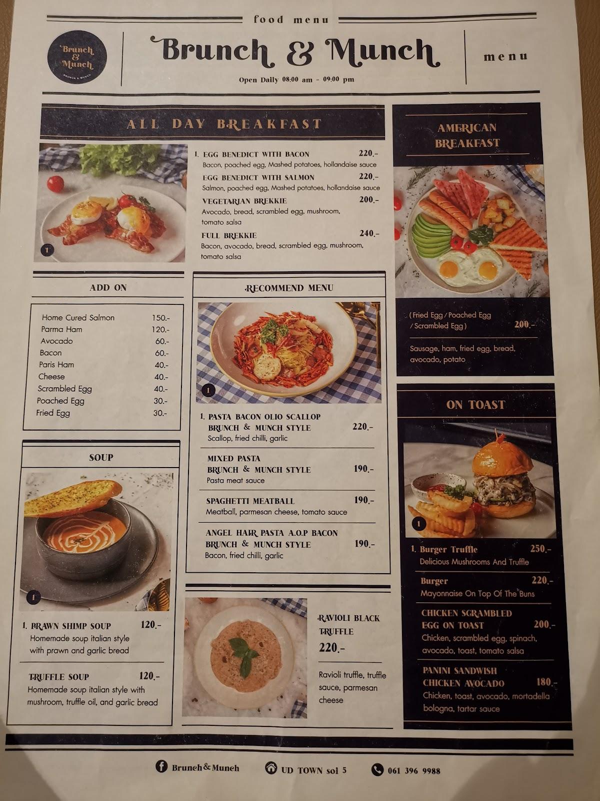 Menu at Brunch & Munch restaurant, Udon Thani