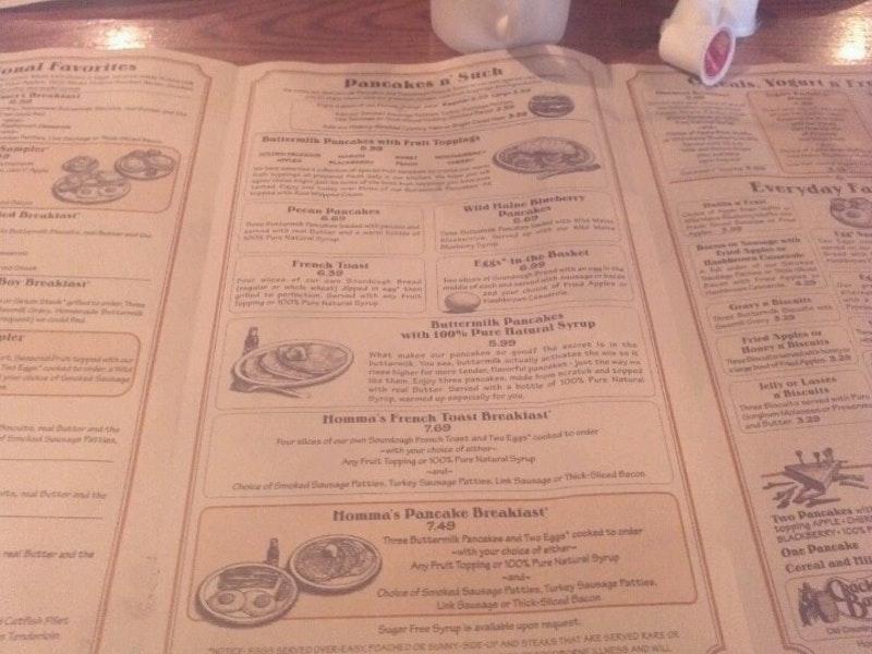 Menu at Cracker Barrel Old Country Store, Harrisburg