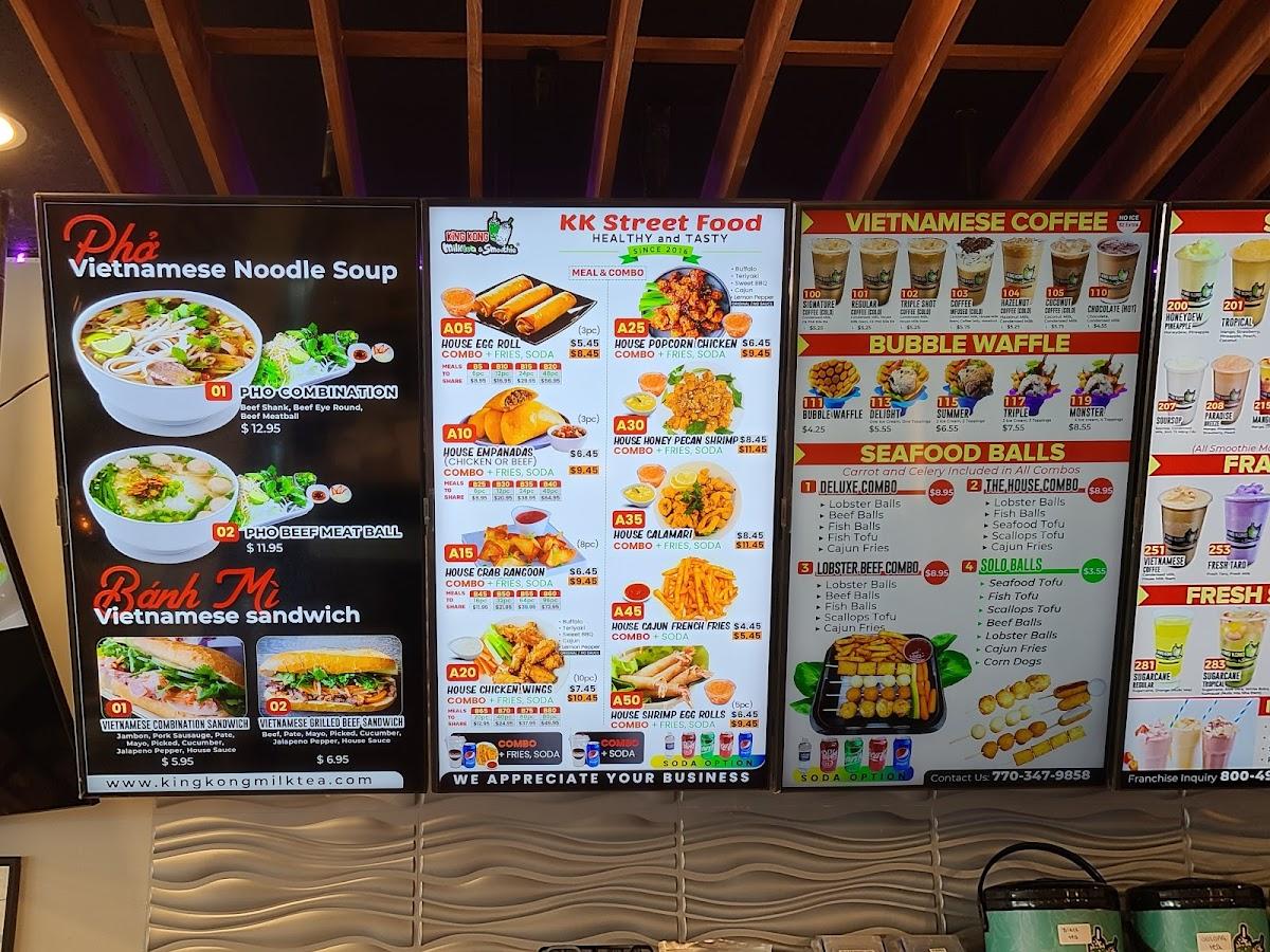Carta de King Kong Milktea & Smoothie, Pho., McDonough