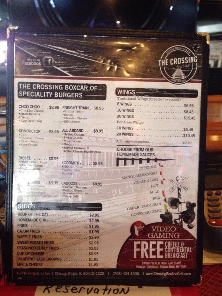 Menu at The Crossing Bar & Grill, Chicago Ridge