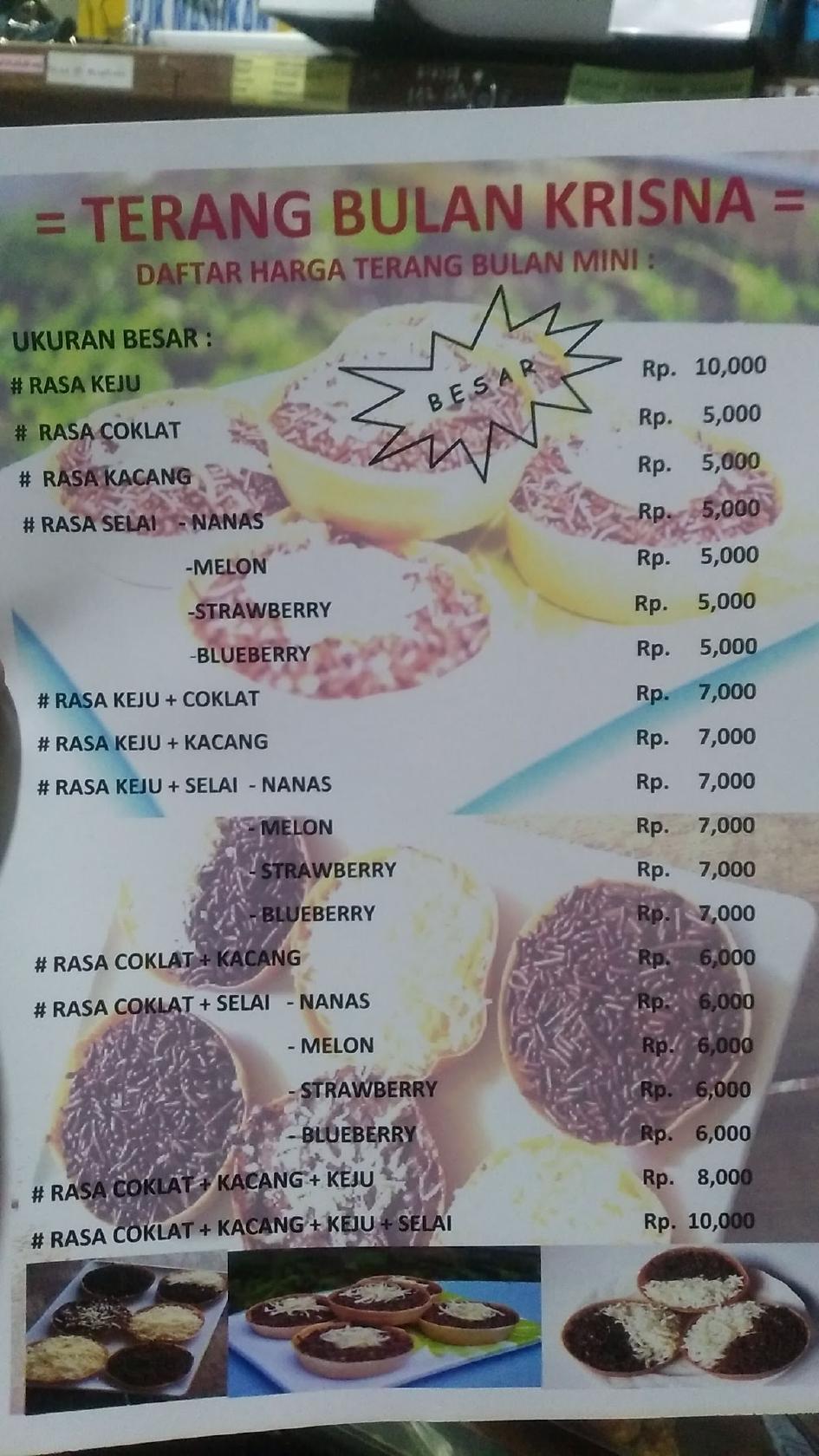 Menu At Terang Bulan Mini Krisna Restaurant Sidoarjo