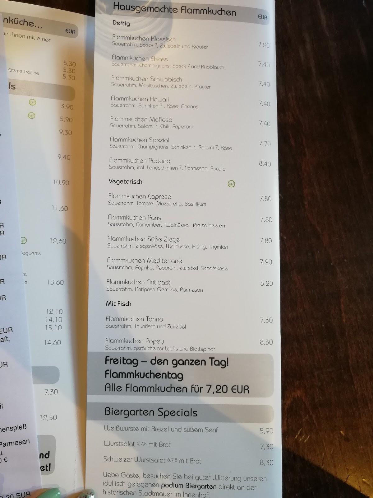 Speisekarte Von Stefanie Winter Caf Podium Restaurant Aalen