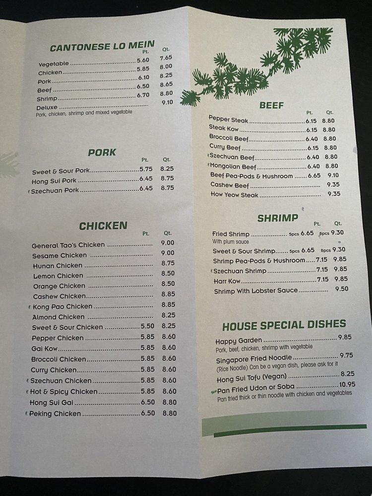 Menu at Happy Garden Restaurant, Redford Charter Township, W 6 Mile Rd