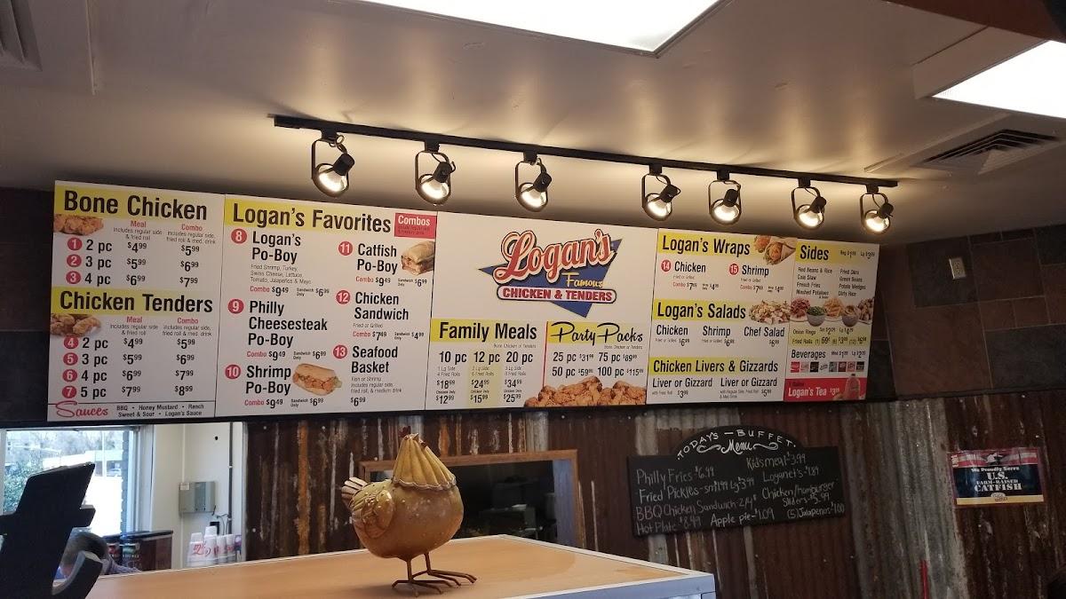 Menu at Logan's Famous Chicken and Tenders restaurant, Picayune