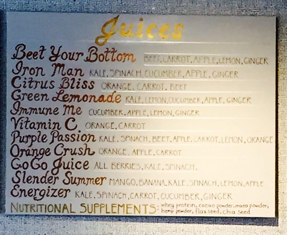 Menu at Peachy's Smoothie Cafe, Yarmouth