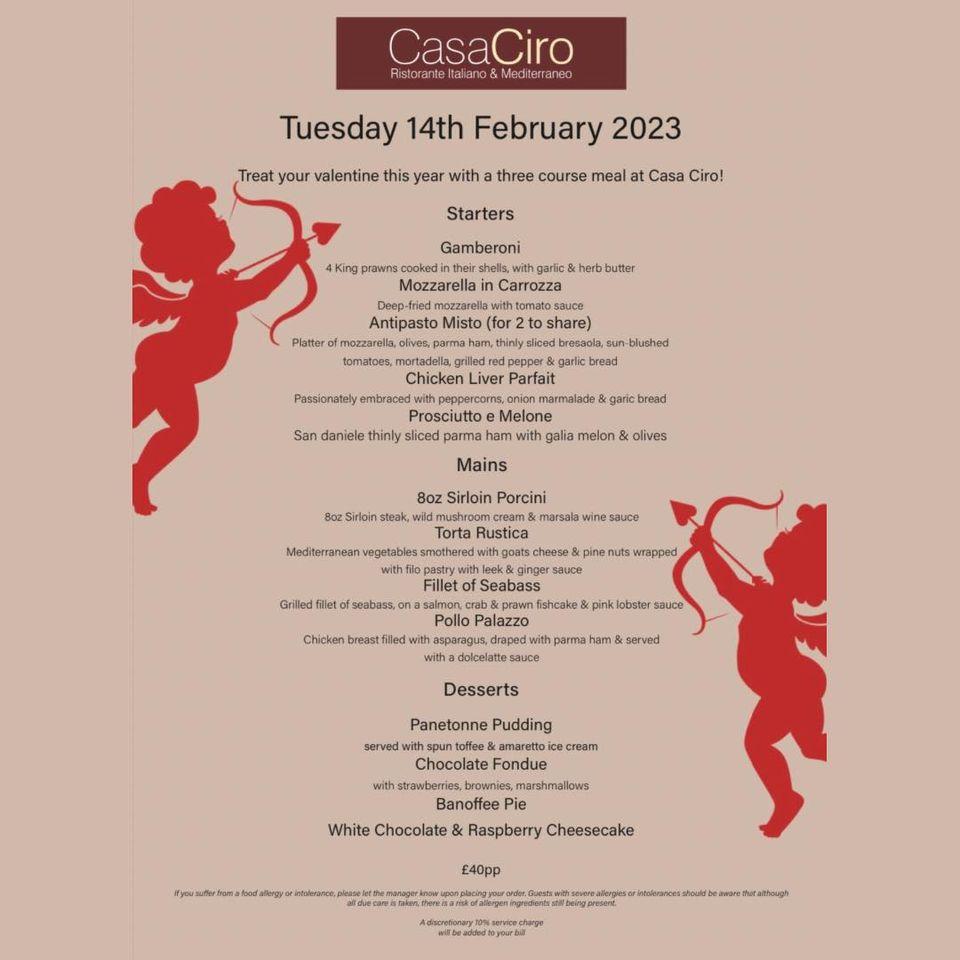 Menu at Casa Ciro restaurant Worthing