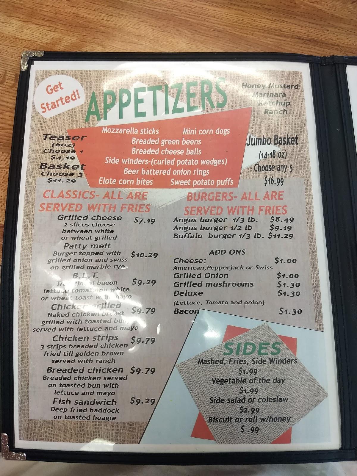 Menu at Sunset Grill restaurant, Kadoka, 411 SD73