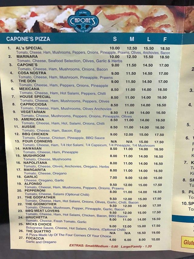 Menu at Capone's Pizza & Pasta Research pizzeria, Research