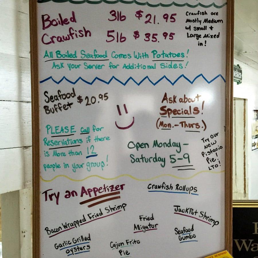 Menu at Richard's Seafood Patio restaurant, Abbeville