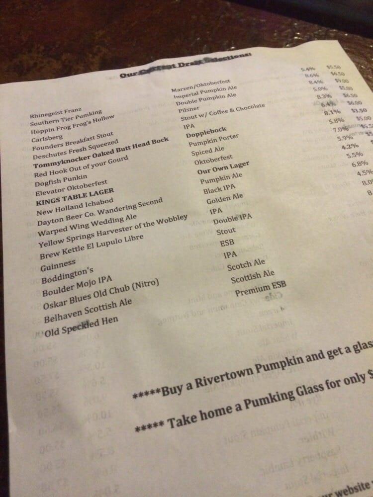 Menu at Kings Table Bar & Grill, Beavercreek