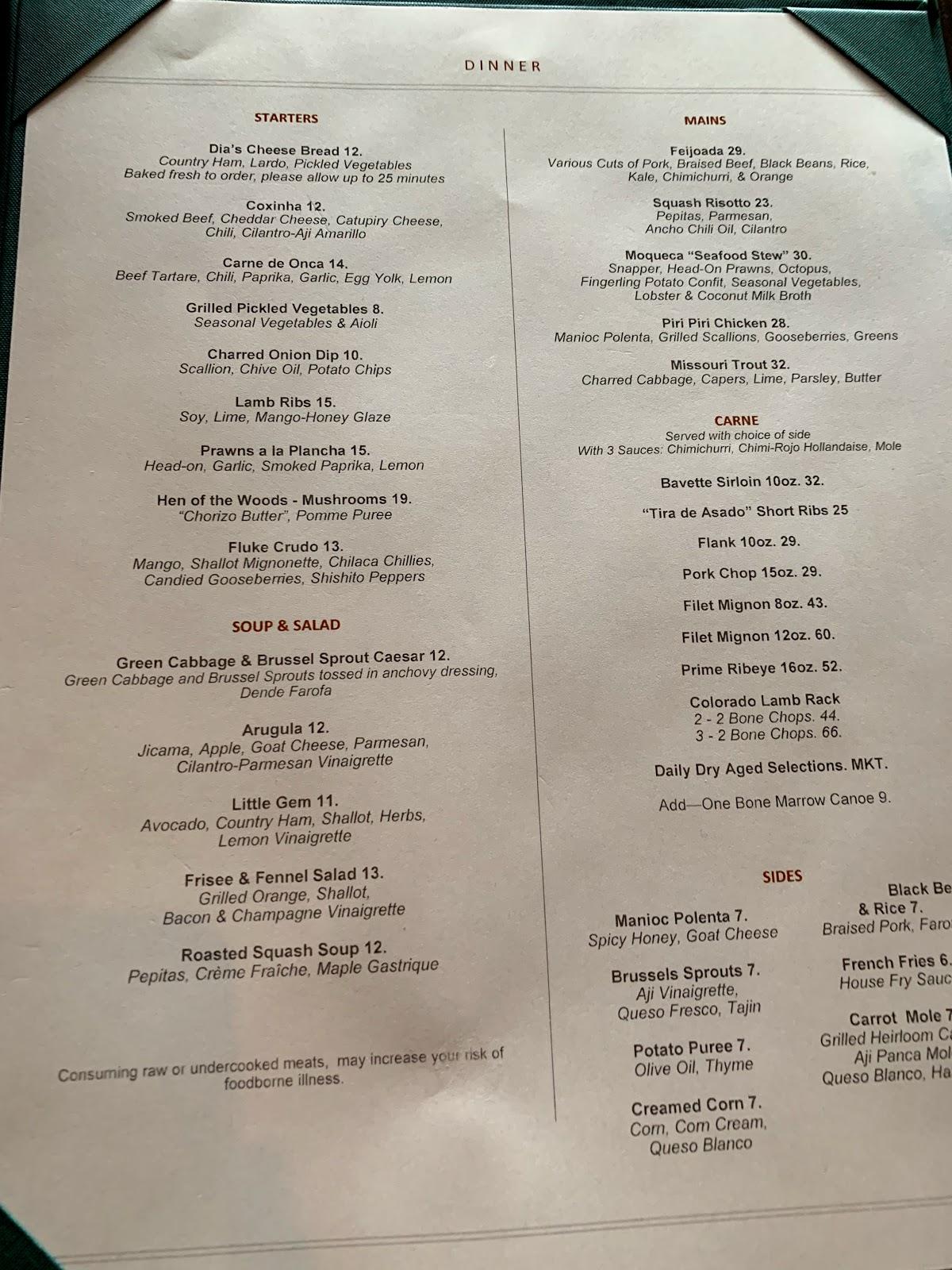 Menu at Cinder House and Bar, St. Louis, 999 N 2nd St