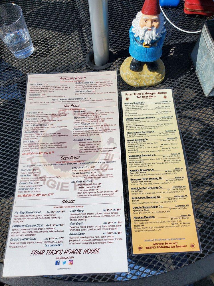 Menu at Friar Tuck's Hoagie House pub & bar, Fairbanks