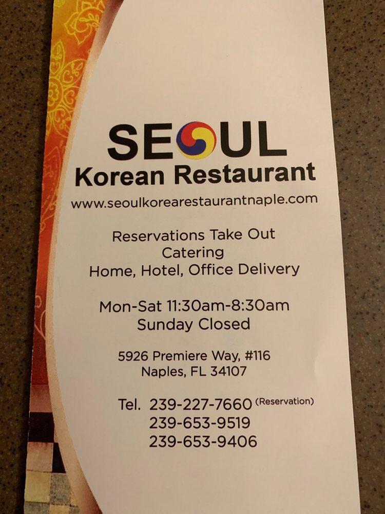 Menu at Seoul Korean Restaurant, Naples
