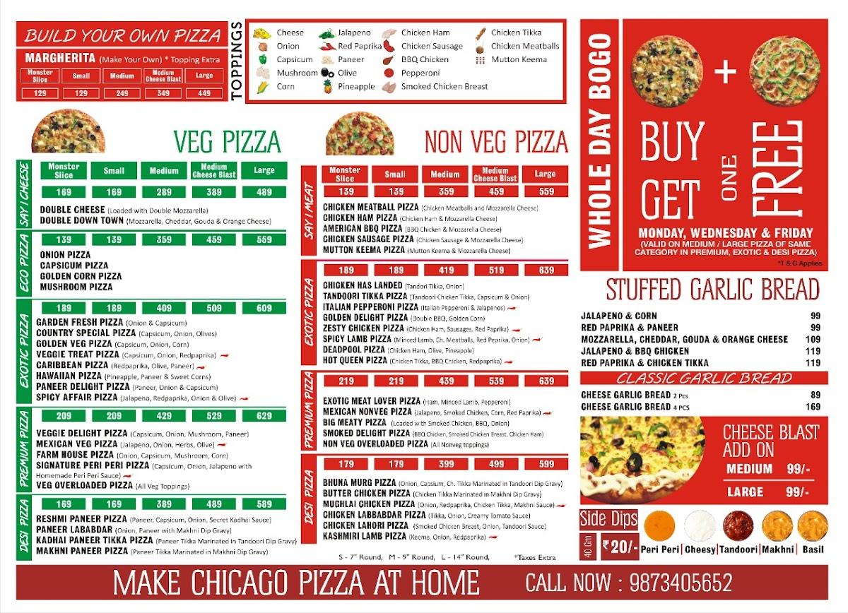 Chicago Pizza menu