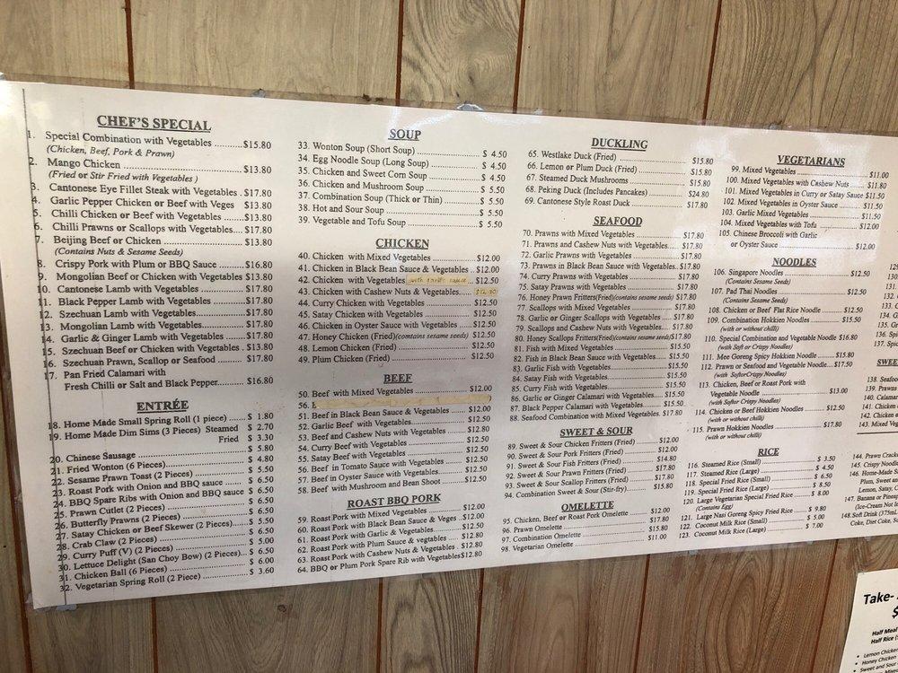 Menu at Sun & Mei Chinese