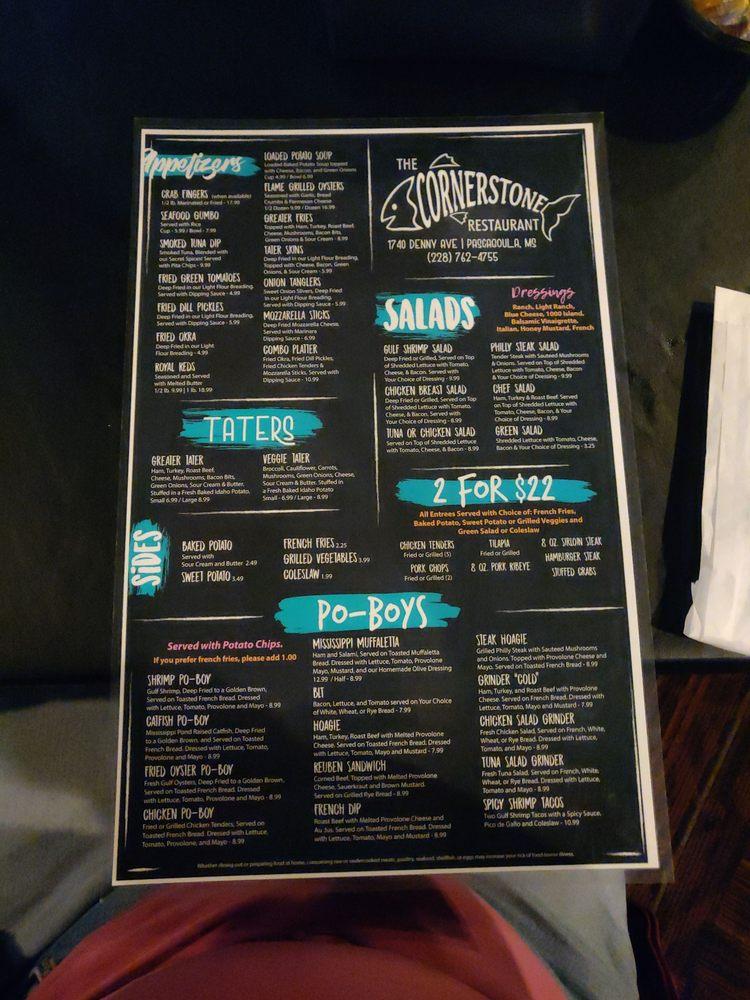 Menu At The Cornerstone Restaurant Gautier 332 Us 90 9652