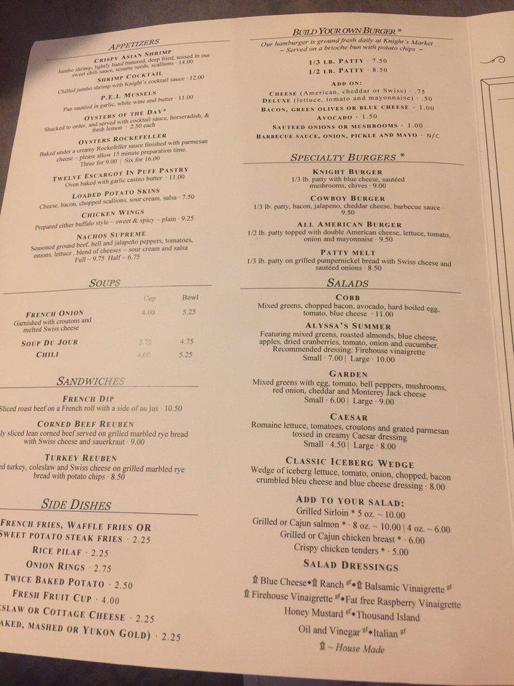 Menu at Knight's Steakhouse, Ann Arbor, Dexter Ave