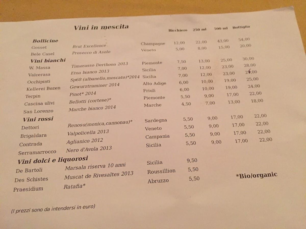 Menu da La Barrique, Roma