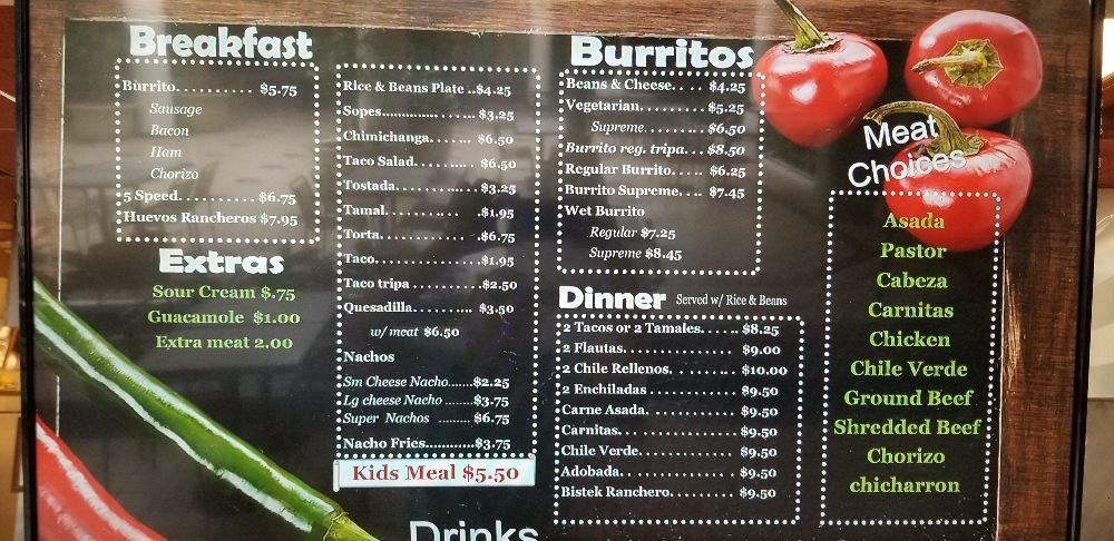 La Mexicana Menu With Prices