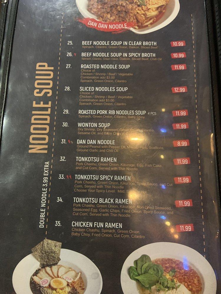 Menu at fun noodle bar, Odessa