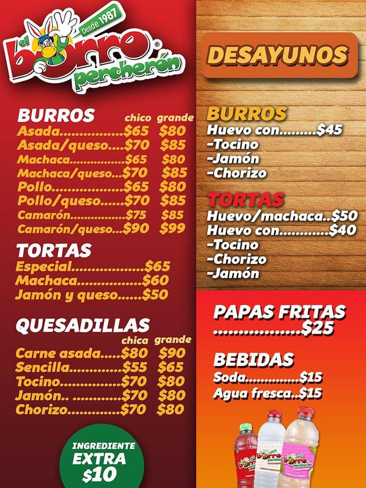 Menu at El Burro Percherón Fundadores restaurant, Tijuana