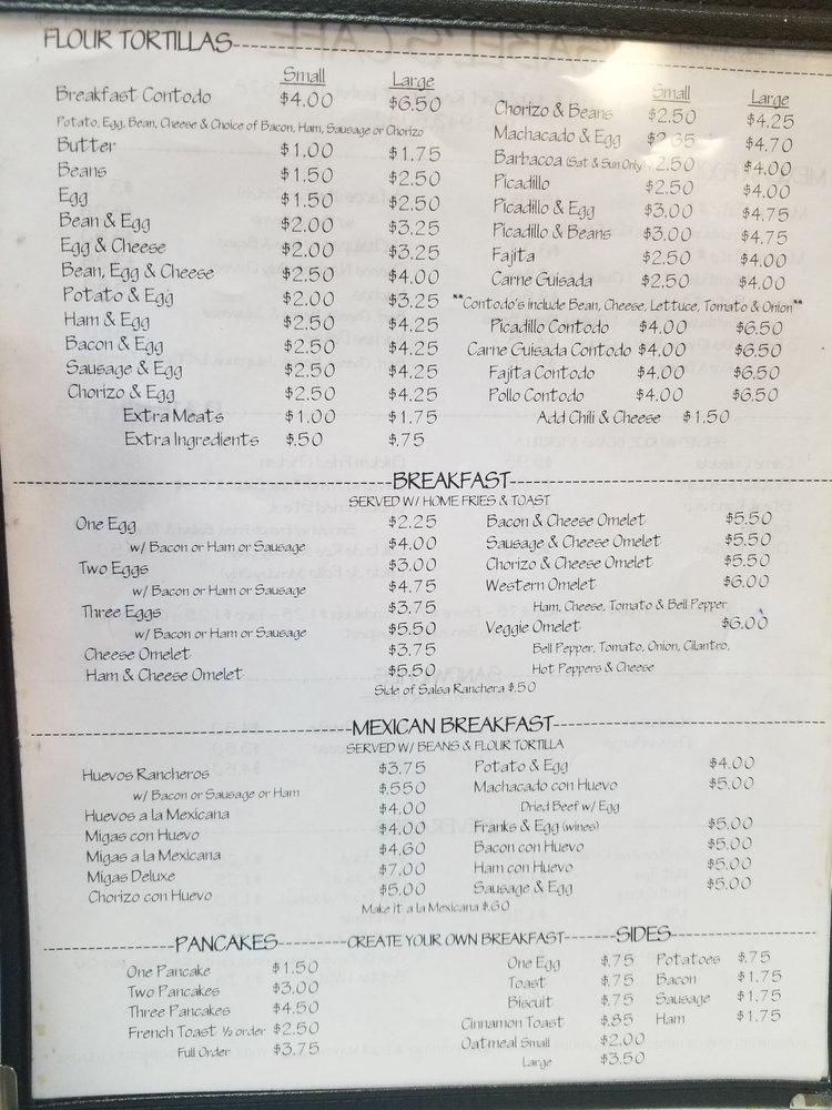 Menu at Isabel's Cafe, Port Isabel