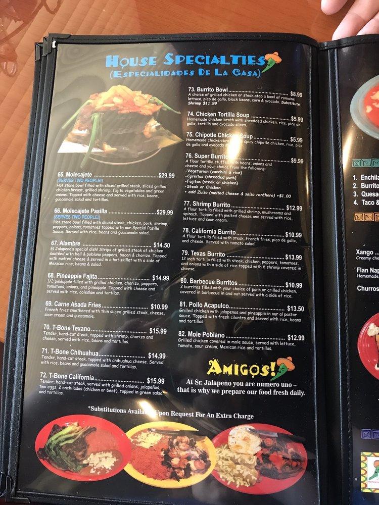 Menu at Sr. Jalapeno Struthers restaurant, Struthers, 704 Youngstown