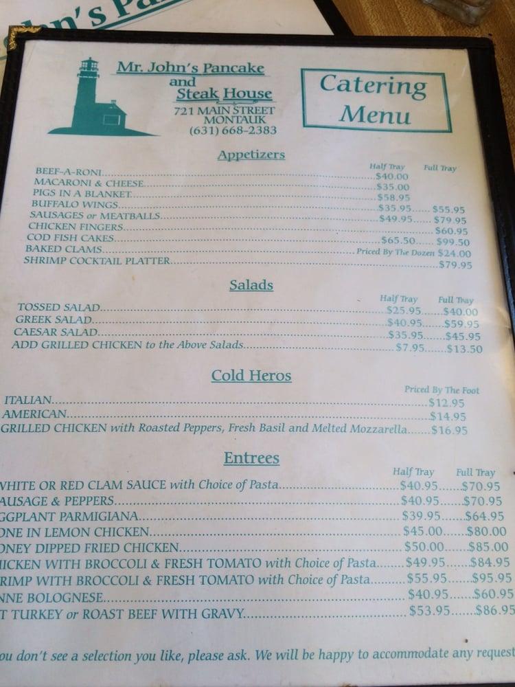 Menu at John's Pancake House restaurant, Montauk