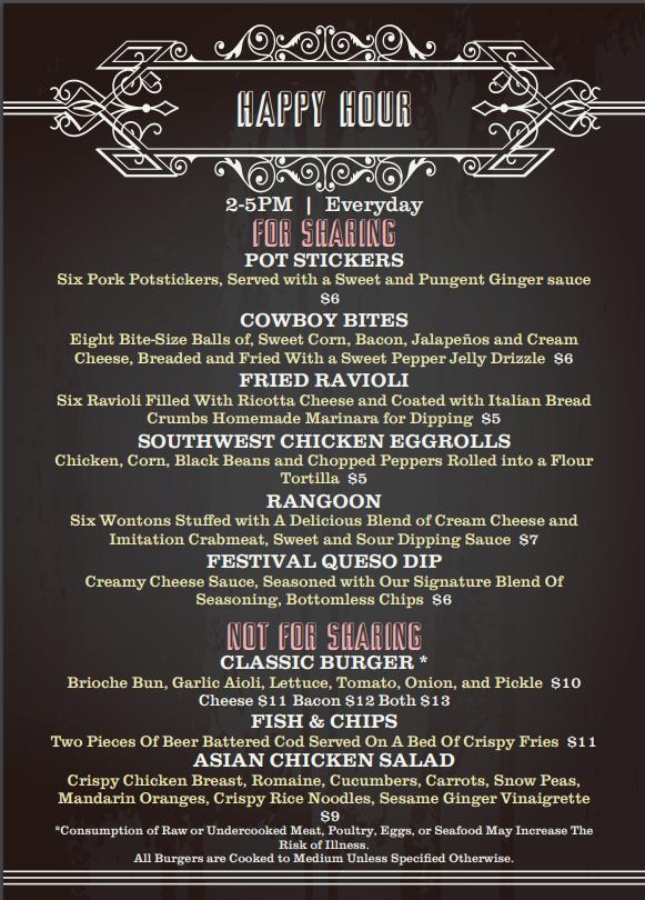 Menu at Indigo Grille pub & bar, Buckeye