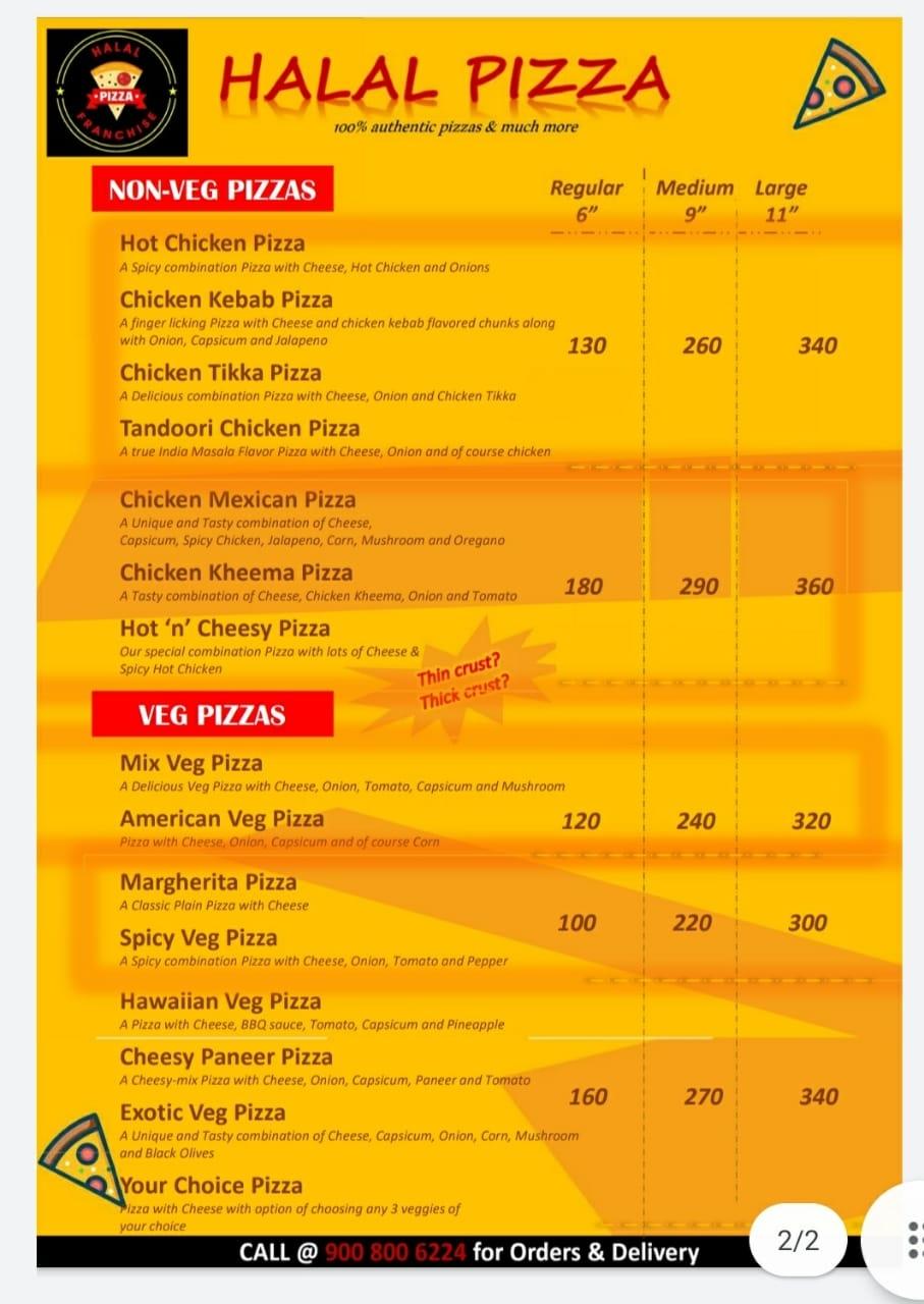 Menu at Halal Pizza R.T Nagar, Bengaluru