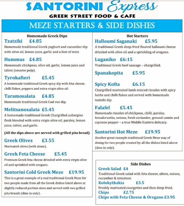 Menu at Mykonos Bar & Grill, Harrogate
