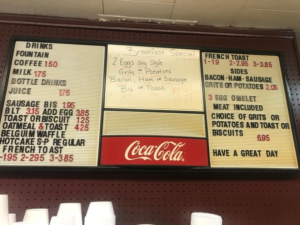 Menu at Victor's Cafeteria, New Iberia