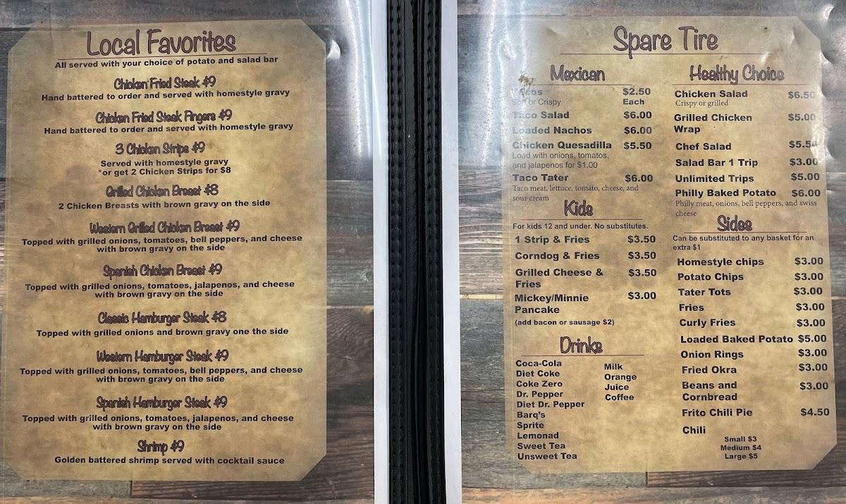 Menu at JW's Travel Stop restaurant, Waurika