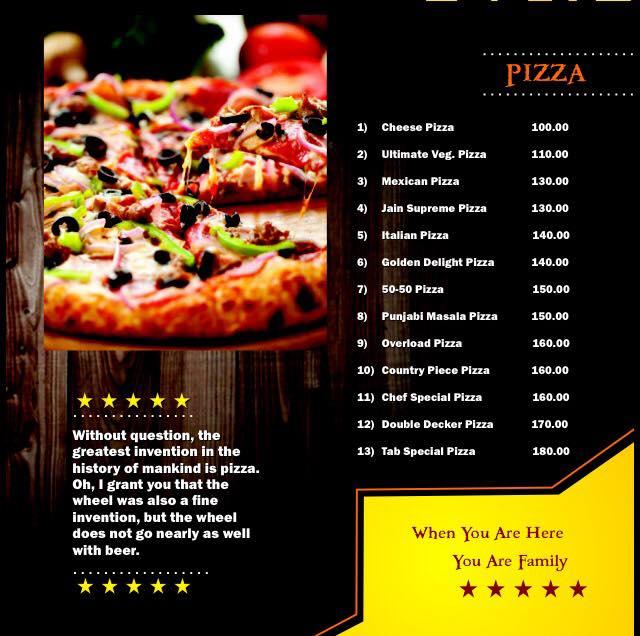 Cafe TAB (Take A Break) menu