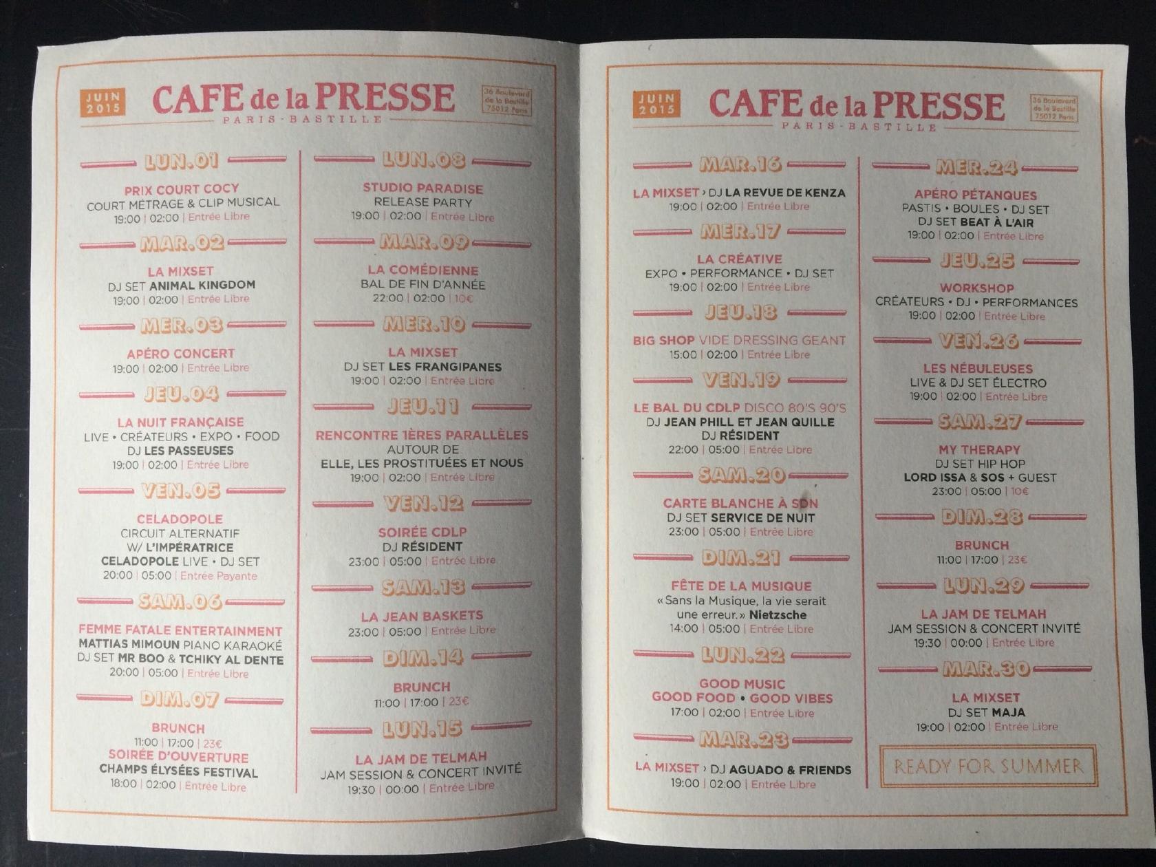 Menu At Cafe De La Presse Paris Menu At Cafe De La Presse Paris