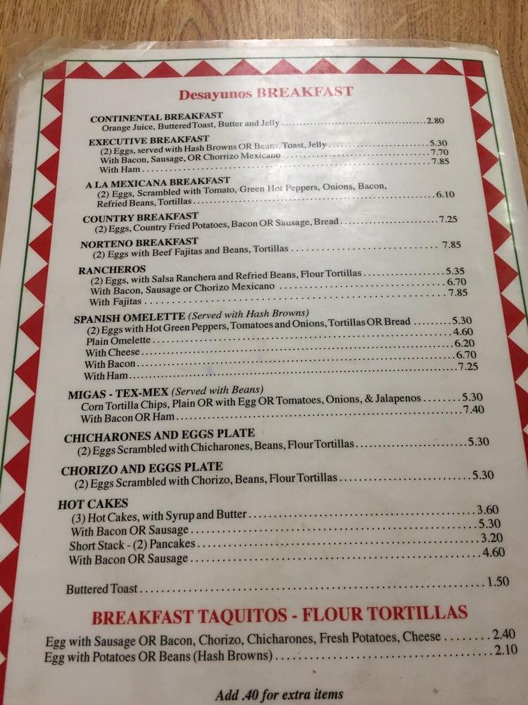 Menu at El Patio Restaurant, Port Lavaca