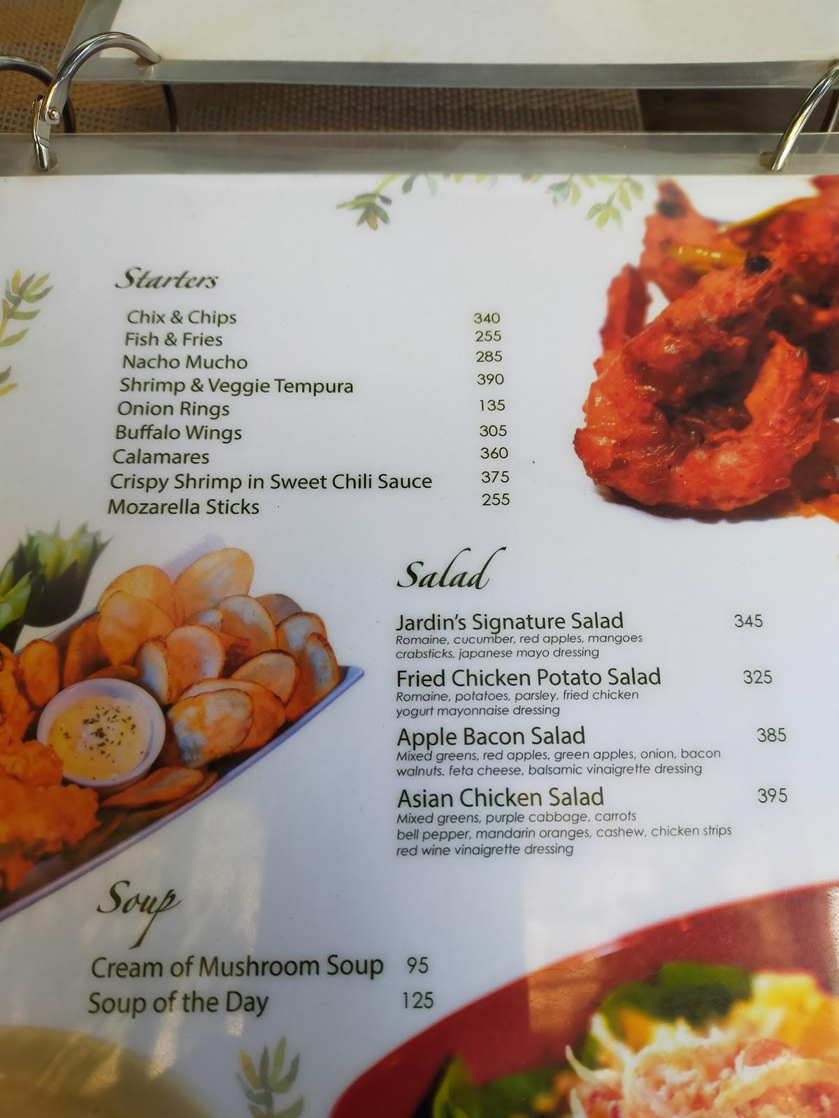Menu at Jardin de Joie restaurant, Los Baños, 57G2+MPQ