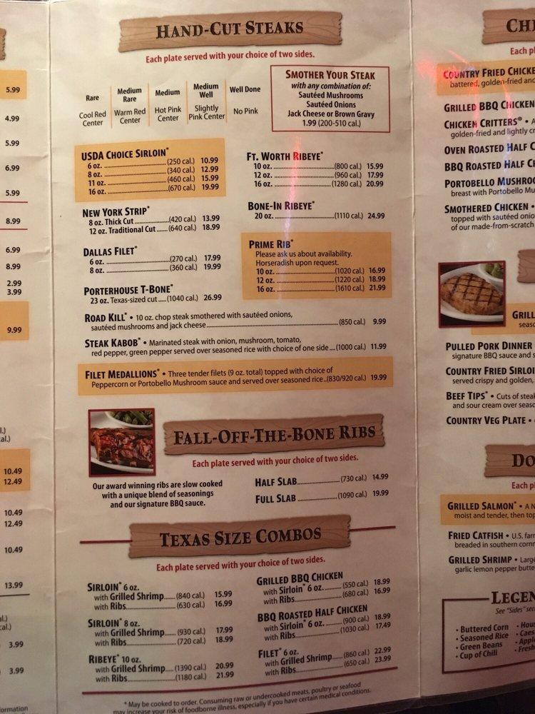 Menu At Texas Roadhouse BBQ Gainesville SW 43rd St