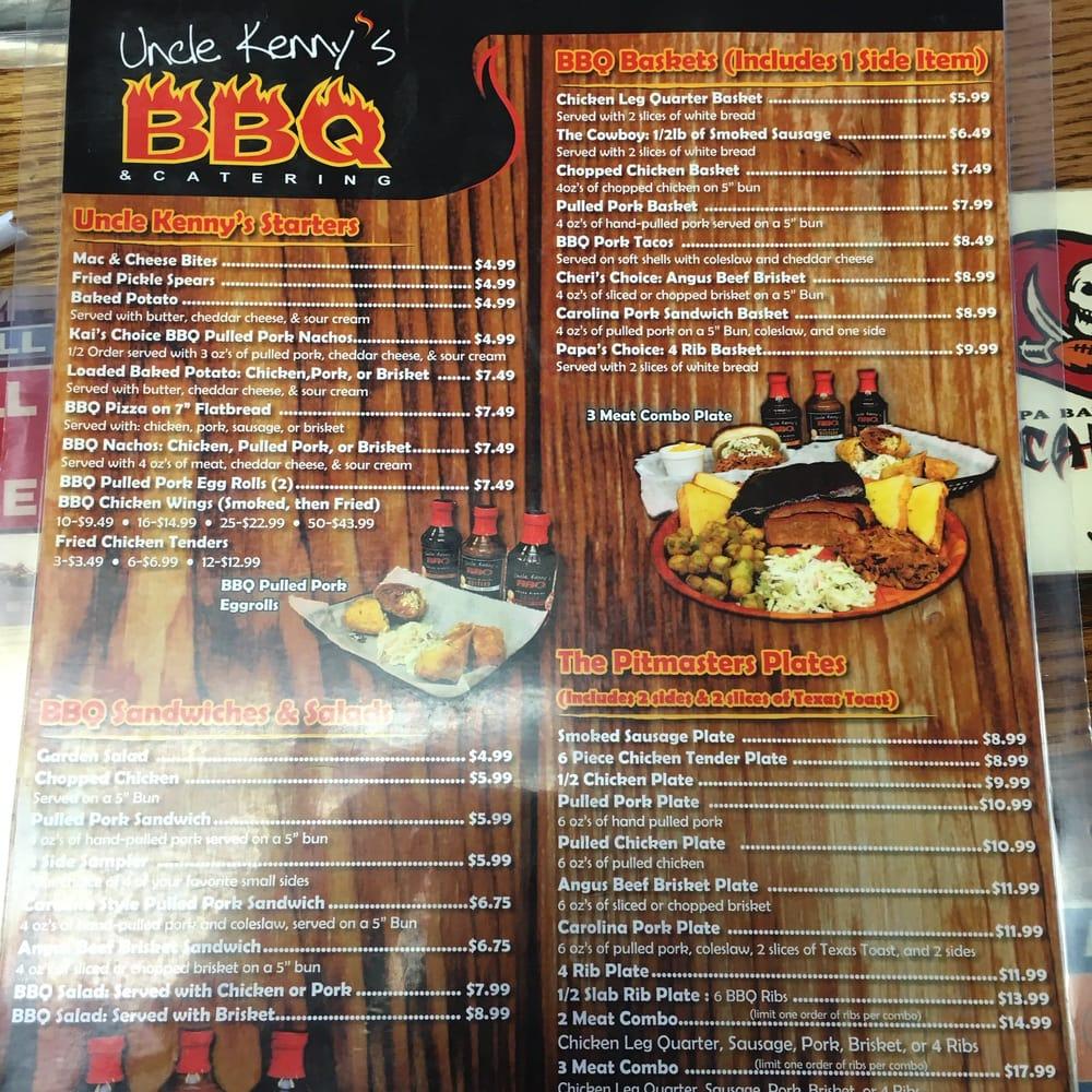 Menu at Uncle Kenny's BBQ, Clermont