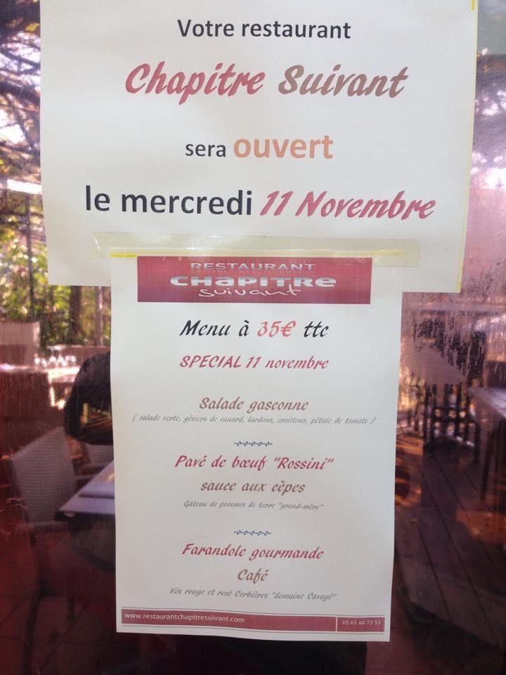 Menu at Chapitre Suivant Restaurant Zone Thibaud Toulouse, Toulouse